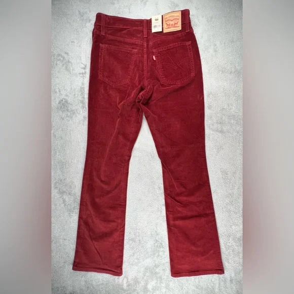 Levi’s 725 High Rise Bootcut Corduroy Jeans Pants Womens 29 Wine Burgundy NWT - Picture 2 of 12